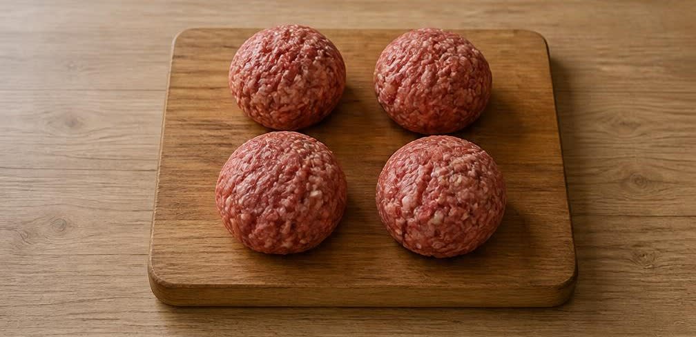 Smash Burger aus grob gewolftem Rind mit Cheddar – Zubereitung Schritt für Schritt – Hackfleischkugeln formen