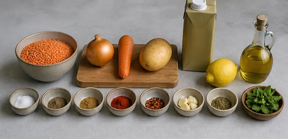 Klassische Mercimek Çorbası mit frischer Zitrone und Minze – Zutaten
