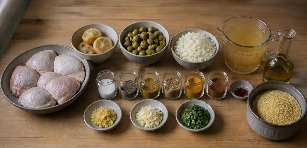 Marokkanische Hähnchen-Tajine mit Salzzitronen und Oliven – Zutaten