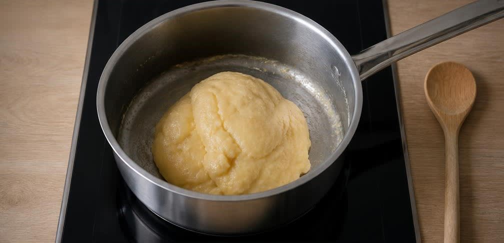 Französische Schokoladen-Éclairs ohne Trennspray – Zubereitung Schritt für Schritt – Brandteig kochen