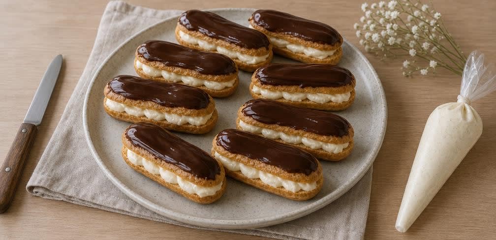 Französische Schokoladen-Éclairs ohne Trennspray – Zubereitung Schritt für Schritt – Éclairs füllen und glasieren