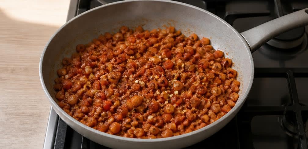 Tunesische Shakshuka mit Kichererbsen – Zubereitung Schritt für Schritt – Gewürze anrösten