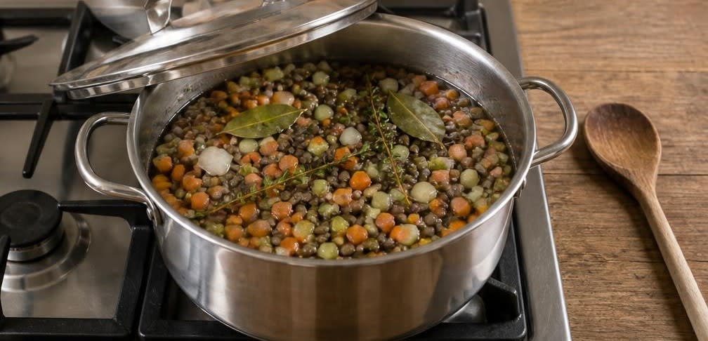 Französischer Linsensalat nach Puy-Art mit Möhren – Zubereitung Schritt für Schritt – Gemüse mitkochen