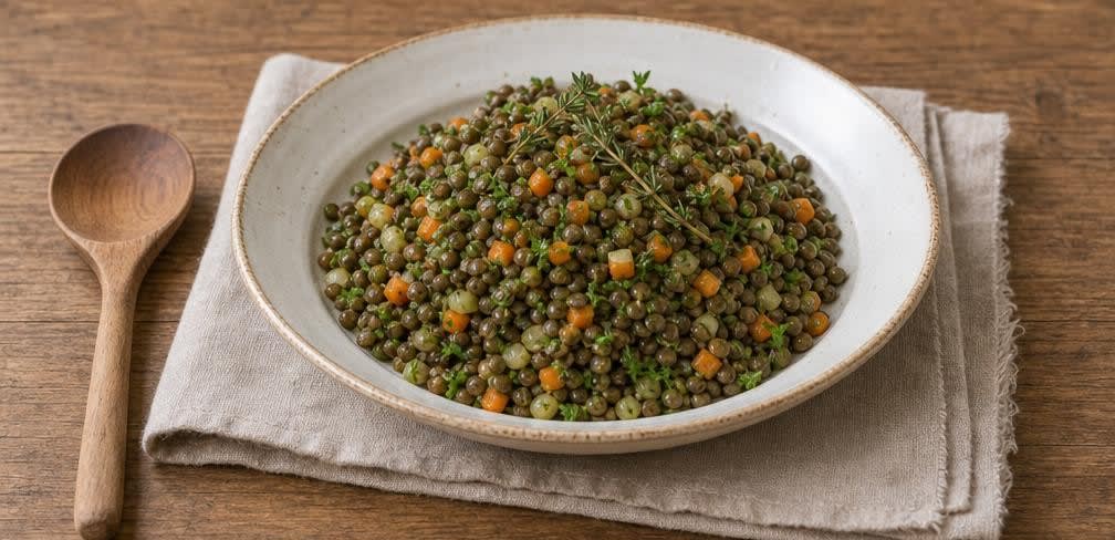 Französischer Linsensalat nach Puy-Art mit Möhren – Zubereitung Schritt für Schritt – Anrichten