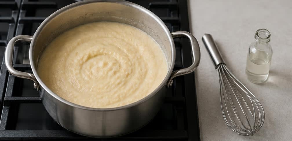 Marokkanischer Grießbrei mit karamellisierten Feigen und Mandeln – Zubereitung Schritt für Schritt – Grießbrei andicken