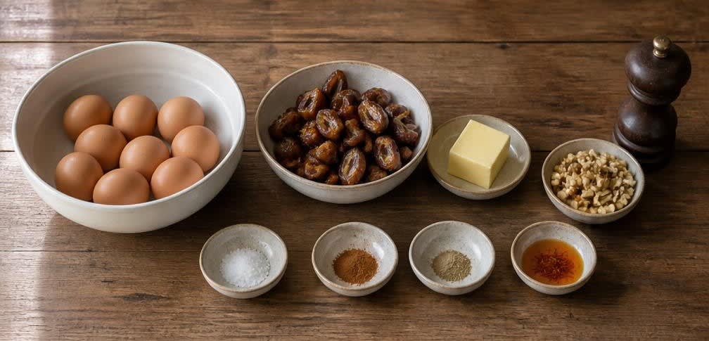 Persisches Dattel-Rührei mit brauner Butter und Kardamom – Zutaten