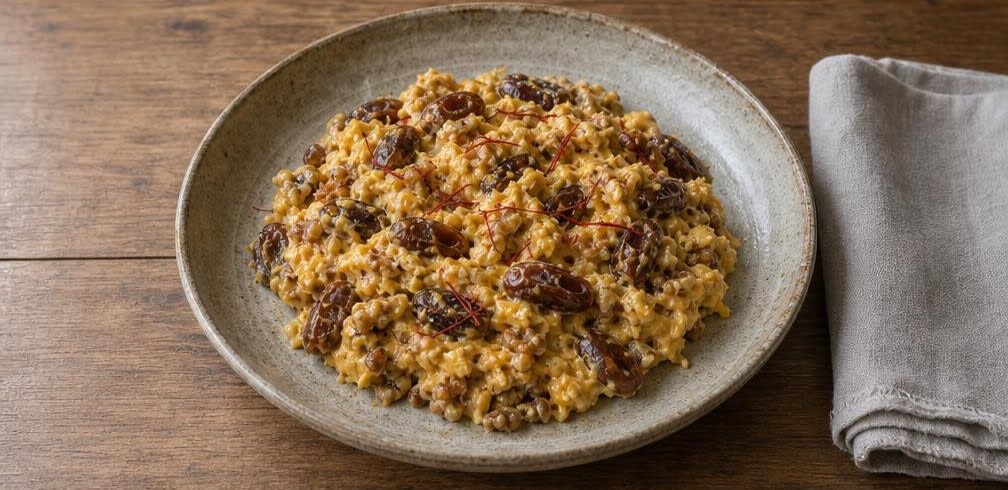 Persisches Dattel-Rührei mit brauner Butter und Kardamom – Zubereitung Schritt für Schritt – Anrichten