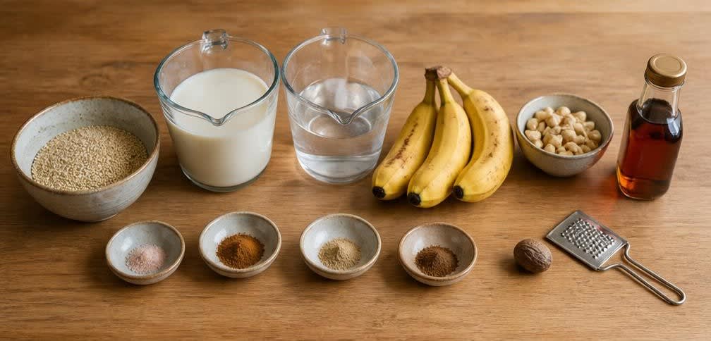 Peruanischer Quinoa-Frühstücksbrei mit Banane und Cashews – Zutaten