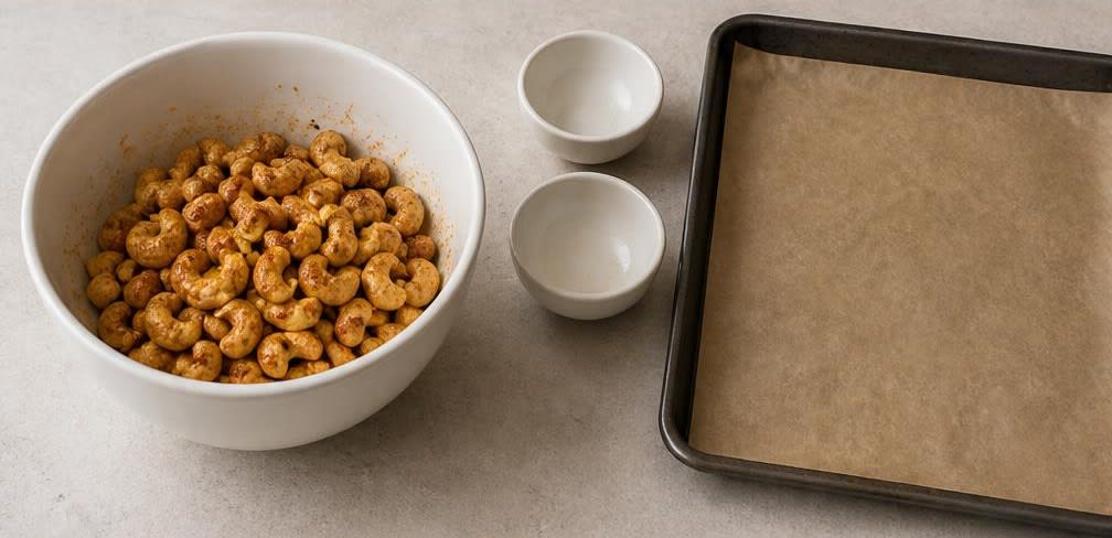 Westafrikanisch geröstete Cashewkerne mit Zitronennote – Zubereitung Schritt für Schritt – Cashews würzen