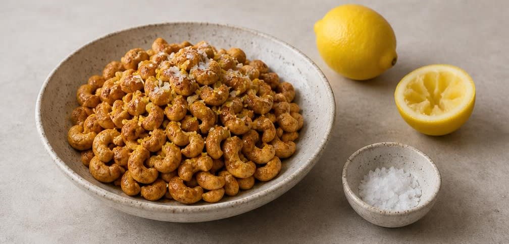 Westafrikanisch geröstete Cashewkerne mit Zitronennote – Zubereitung Schritt für Schritt – Anrichten