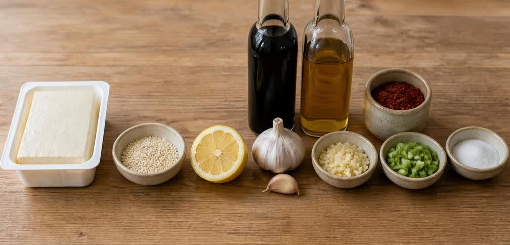 Gedämpfter Tofu mit Knoblauch-Sesam-Dressing – Zutaten