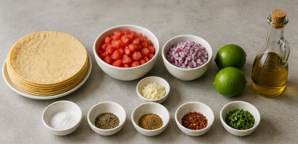 Knusprige Maistortilla-Chips mit frischer Tomaten-Salsa – Zutaten