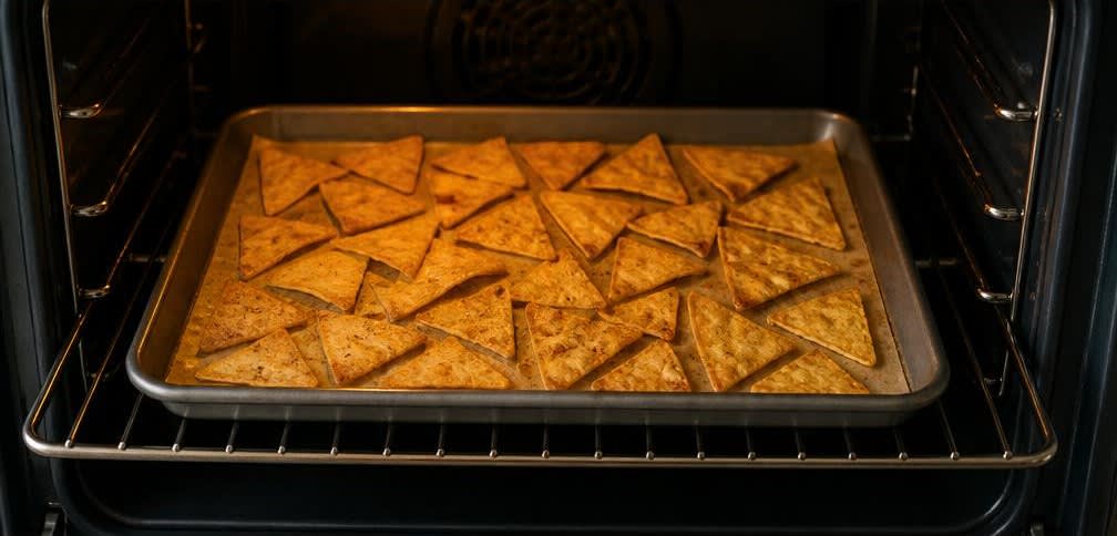 Knusprige Maistortilla-Chips mit frischer Tomaten-Salsa – Zubereitung Schritt für Schritt – Chips im Ofen backen