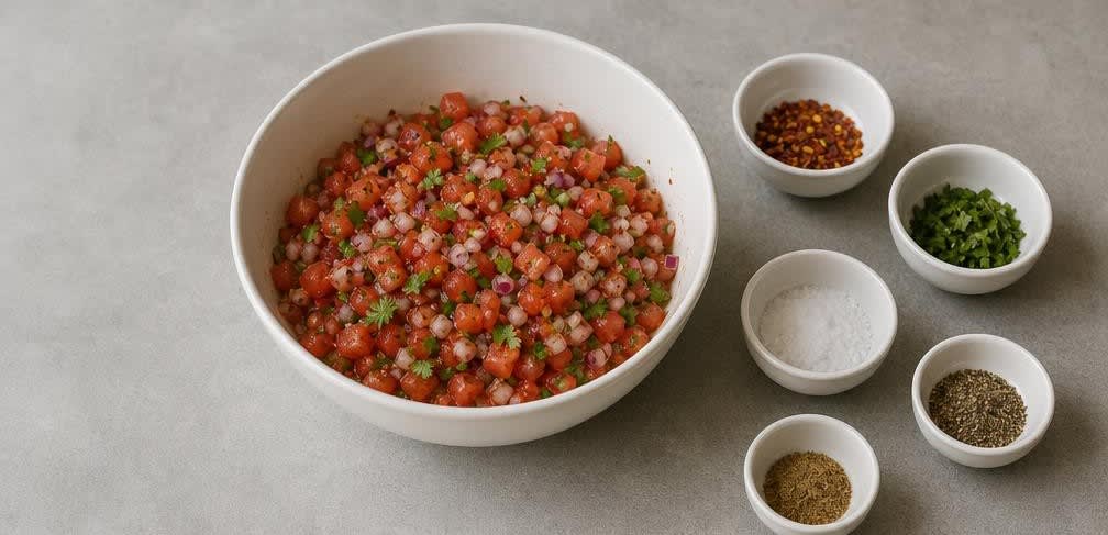 Knusprige Maistortilla-Chips mit frischer Tomaten-Salsa – Zubereitung Schritt für Schritt – Salsa abschmecken