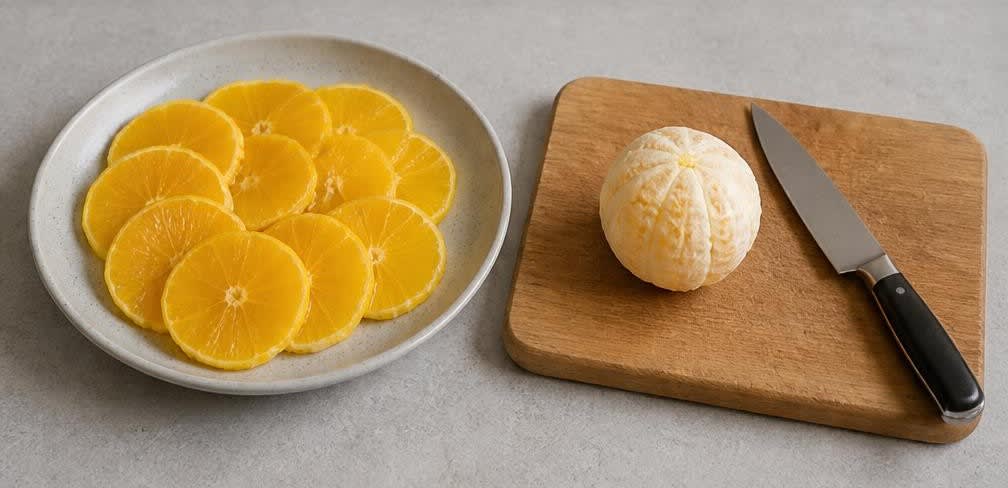 Portugiesische Zimtorangen mit Walnüssen und Ahornsirup – Zubereitung Schritt für Schritt – Orangen vorbereiten