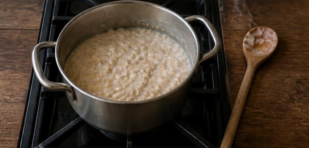 Warmes Hafer-Porridge mit Zimtpflaumen und Haselnüssen – Zubereitung Schritt für Schritt – Porridge kochen
