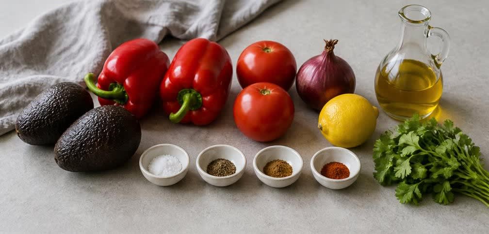 Mexikanischer Avocado-Paprika-Salat mit Zitrone – Zutaten