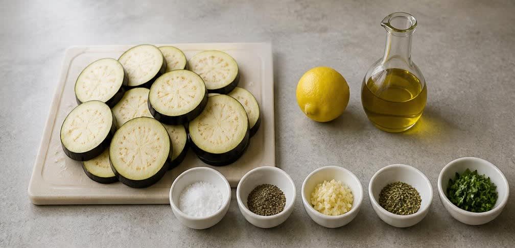 Gegrillte Auberginen-Scheiben mit Knoblauch – Zutaten