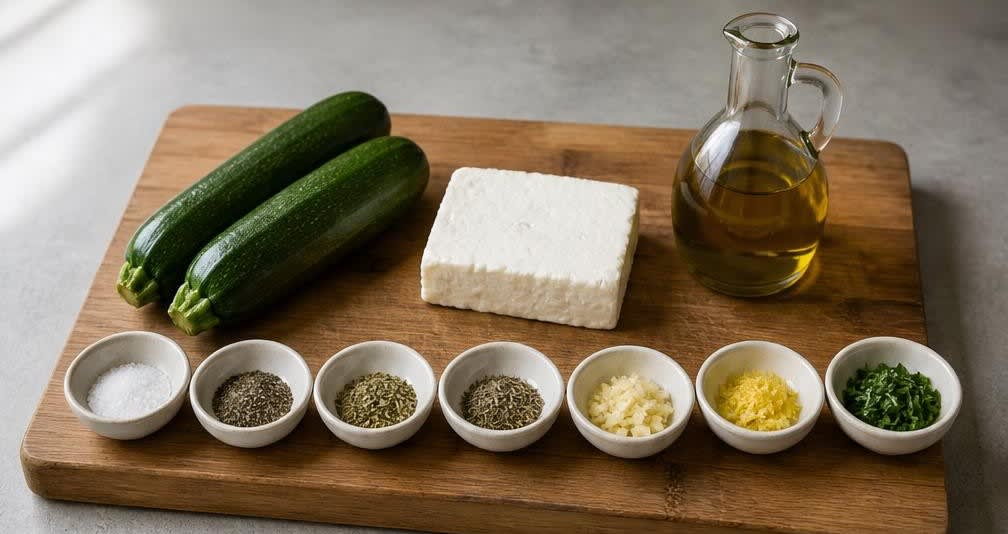 Gegrillte Zucchini-Röllchen mit Feta – Zutaten