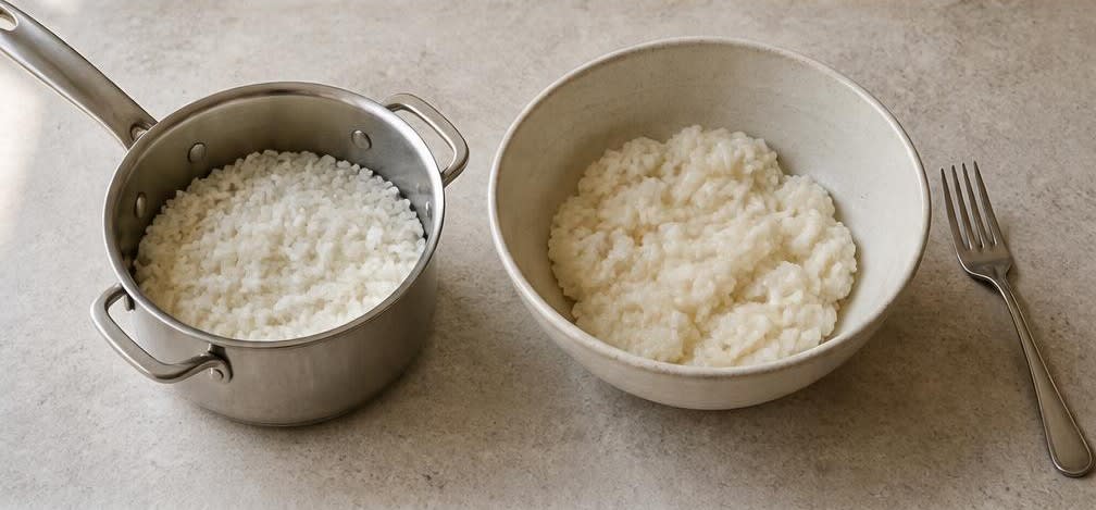Knusprige Reis-Cracker mit Erdnussbutter – Zubereitung Schritt für Schritt – Reis kochen und zerdrücken
