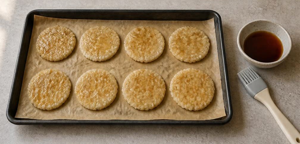 Knusprige Reis-Cracker mit Erdnussbutter – Zubereitung Schritt für Schritt – Cracker formen und bestreichen