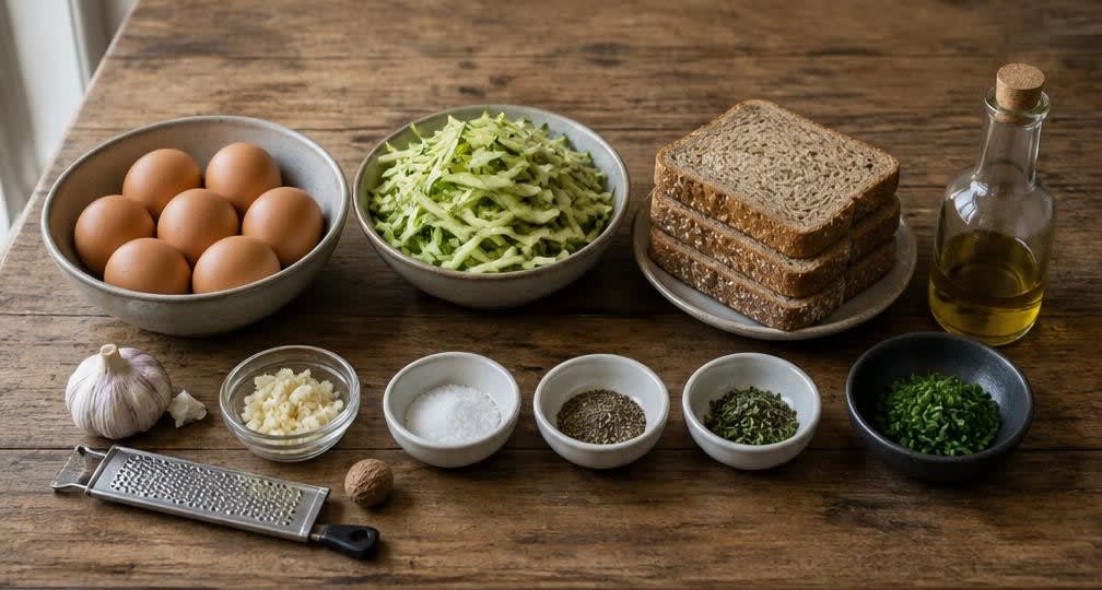 Cremiges britisches Rührei mit Zucchini auf Vollkornbrot – Zutaten