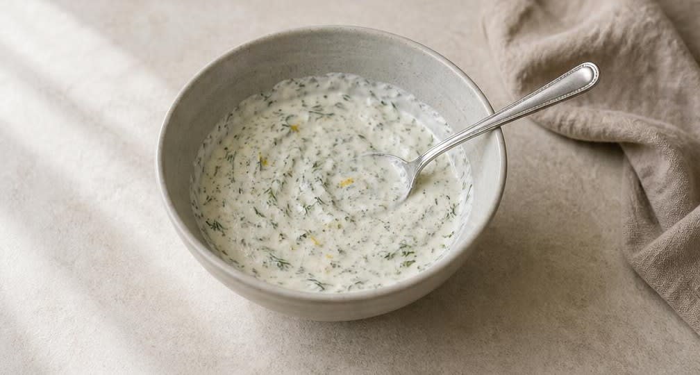 Klassische Buchweizen-Blini mit Sauerrahm und Lachs – Zubereitung Schritt für Schritt – Dill-Sauerrahm zubereiten