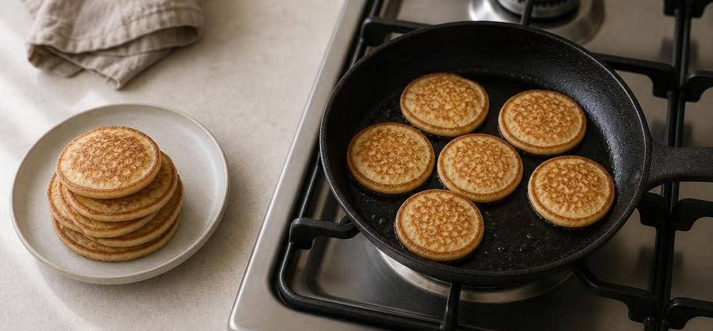 Klassische Buchweizen-Blini mit Sauerrahm und Lachs – Zubereitung Schritt für Schritt – Blini backen