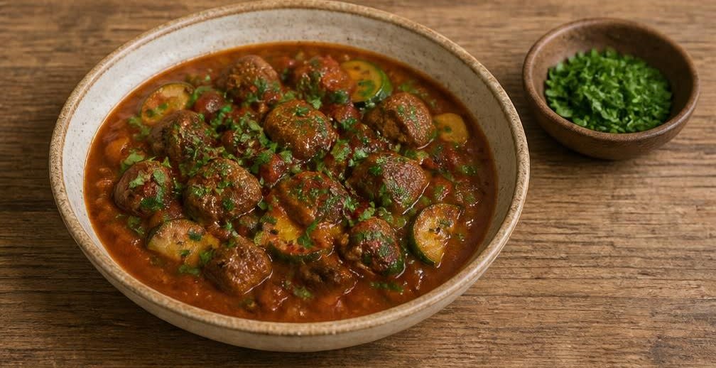 Türkisches Lammragout mit Zucchini – Zubereitung Schritt für Schritt – Anrichten