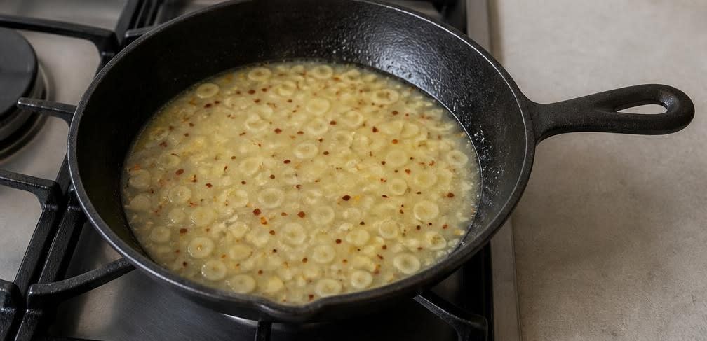Aglio e Olio mit ruhendem Knoblauch – Zubereitung Schritt für Schritt – Emulsion bilden