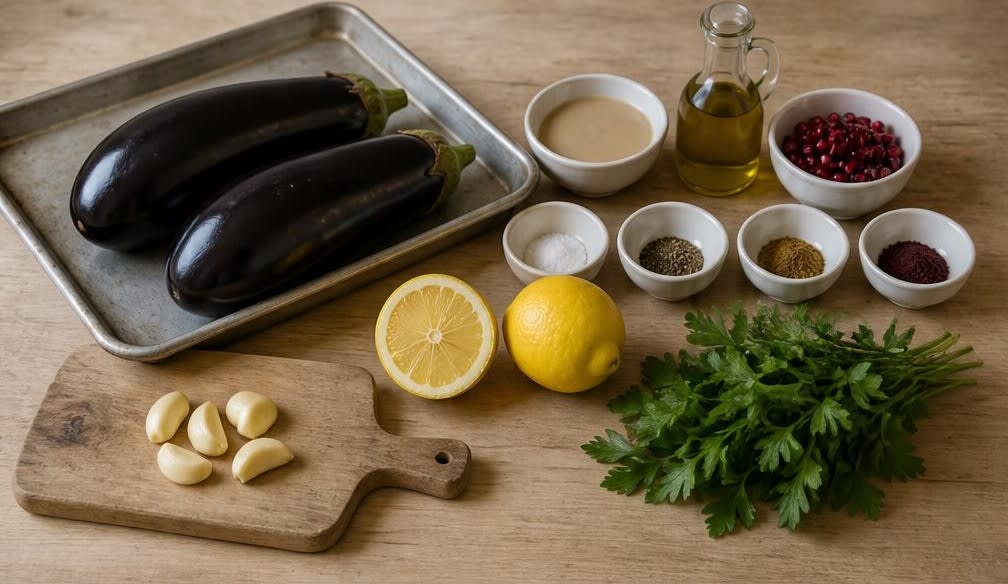 Baba Ghanoush mit ruhendem Knoblauch – Zutaten