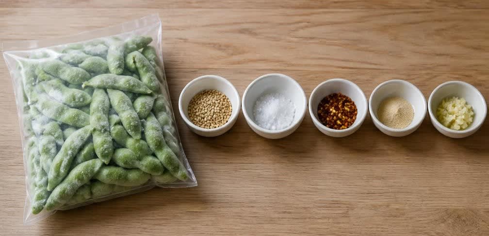 Edamame mit grobem Meersalz und Sesam – Zutaten