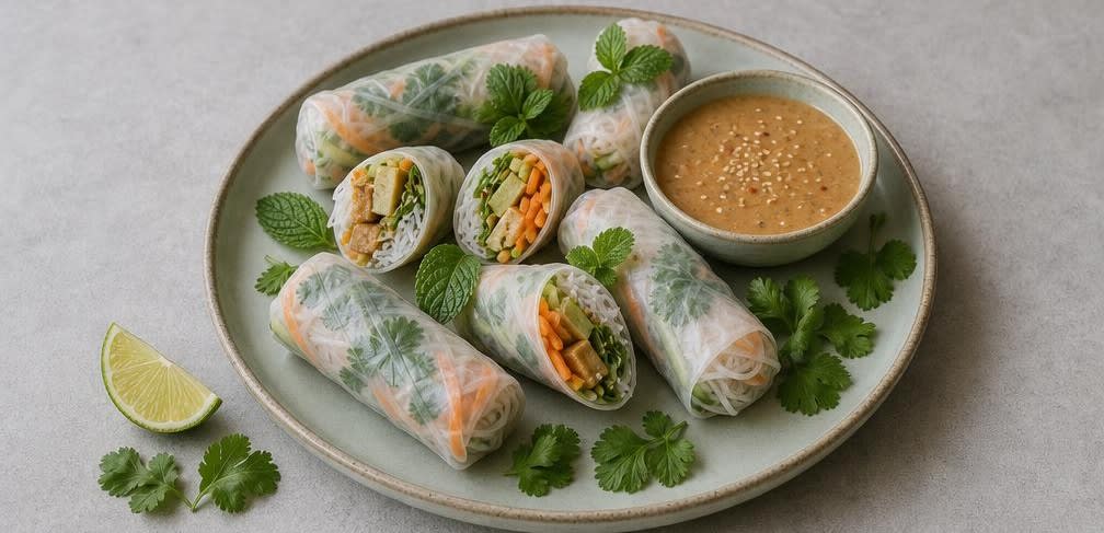 Frische Sommerrollen mit mariniertem Tofu – Zubereitung Schritt für Schritt – Anrichten