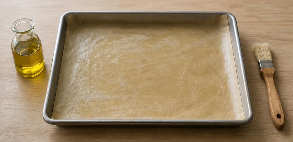 Knusprige Parmesan-Chips aus dem Ofen – Zubereitung Schritt für Schritt – Backblech vorbereiten
