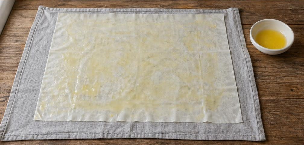 Klassischer Apfelstrudel mit bissfesten Apfelstücken – Zubereitung Schritt für Schritt – Strudelteig vorbereiten