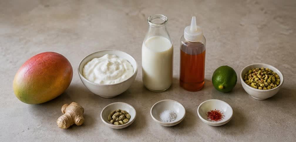 Cremiges Mango Lassi mit Kardamom und Safran – Zutaten