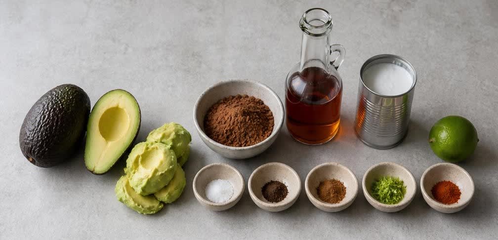 Samtige Avocado-Schoko-Creme mit Ahornsirup – Zutaten