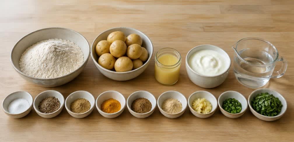 Aloo Paratha: Indisches Vollkorn-Fladenbrot mit würziger Kartoffelfüllung – Zutaten