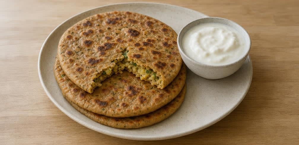 Aloo Paratha: Indisches Vollkorn-Fladenbrot mit würziger Kartoffelfüllung – Zubereitung Schritt für Schritt – Anrichten