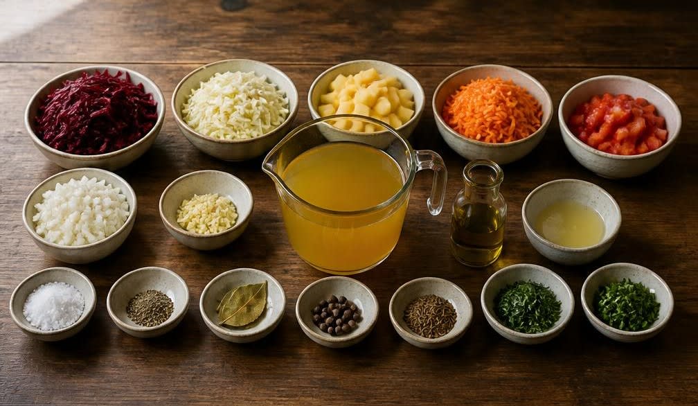 Veganer Borschtsch mit schonend gegarter Roter Bete – Zutaten