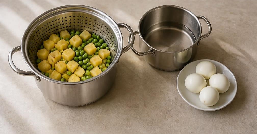 Gado-Gado Gemüseteller mit Erdnusssoße – Zubereitung Schritt für Schritt – Kartoffeln und Eier kochen
