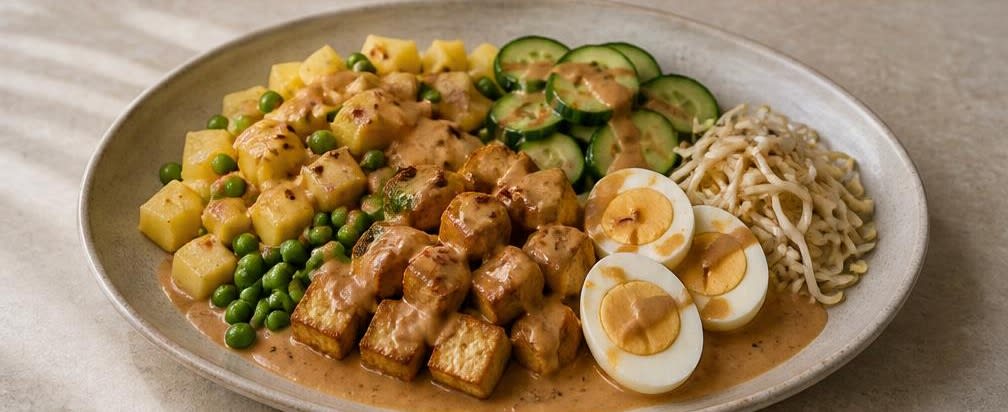 Gado-Gado Gemüseteller mit Erdnusssoße – Zubereitung Schritt für Schritt – Anrichten