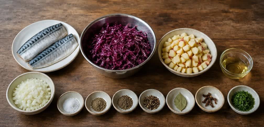 Gebratene Makrele mit nordischem Apfel-Rotkohl – Zutaten