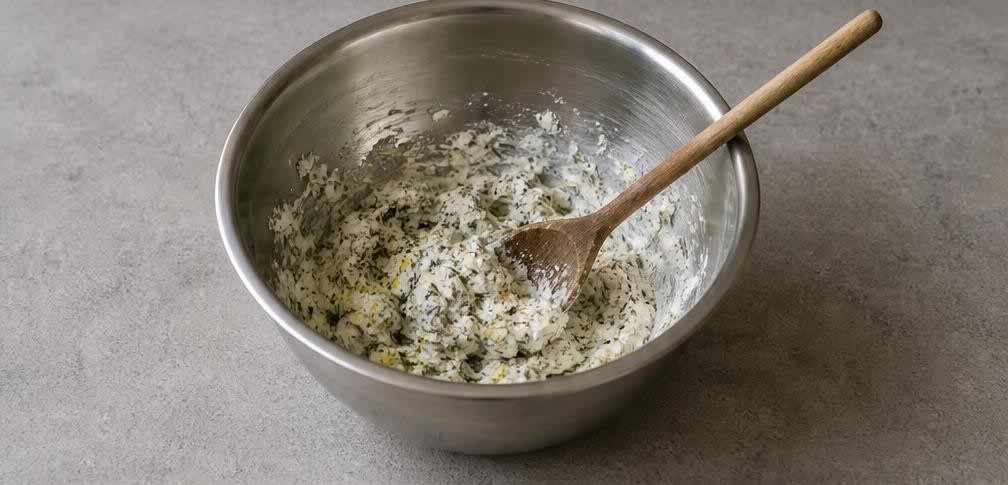 Skandinavische Gurken-Röllchen mit Kräuter-Frischkäse – Zubereitung Schritt für Schritt – Frischkäsecreme herstellen
