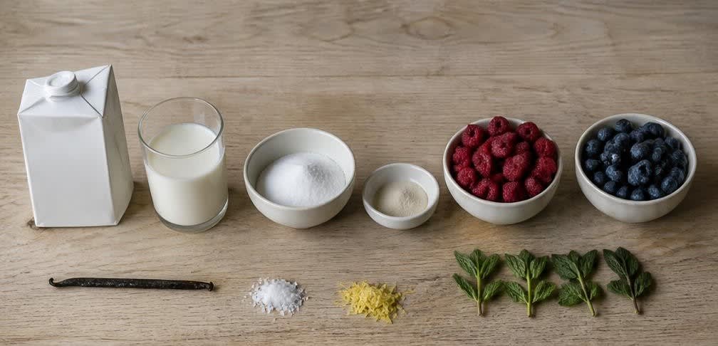 Klassische Panna Cotta mit echter Sahne und Beeren-Spiegel – Zutaten