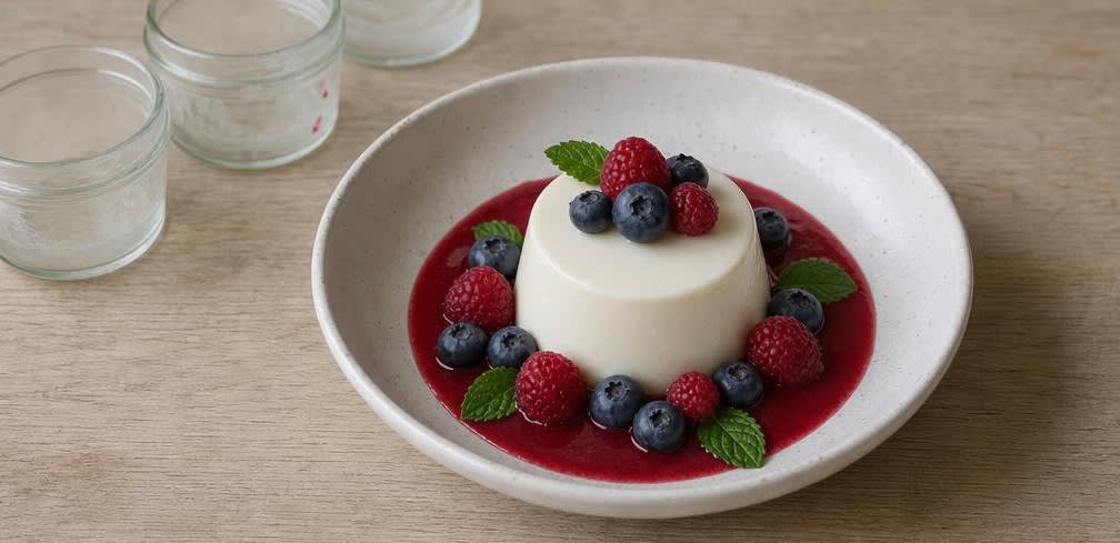 Klassische Panna Cotta mit echter Sahne und Beeren-Spiegel – Zubereitung Schritt für Schritt – Anrichten
