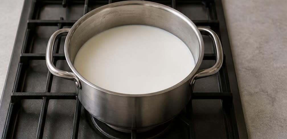 Klassisches Muhallebi aus frischer Vollmilch – Zubereitung Schritt für Schritt – Milch erwärmen