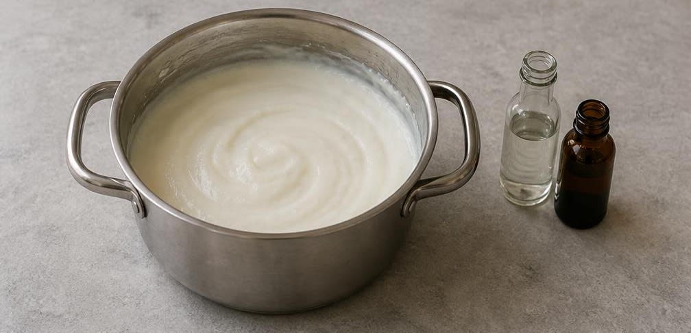Klassisches Muhallebi aus frischer Vollmilch – Zubereitung Schritt für Schritt – Aromen einrühren