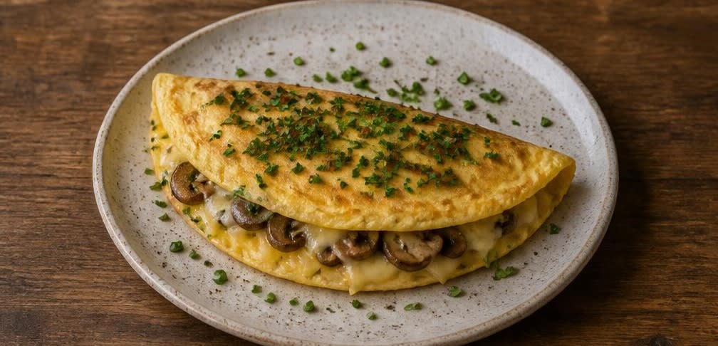 Französisches Omelett mit Champignons und Gouda – Zubereitung Schritt für Schritt – Anrichten