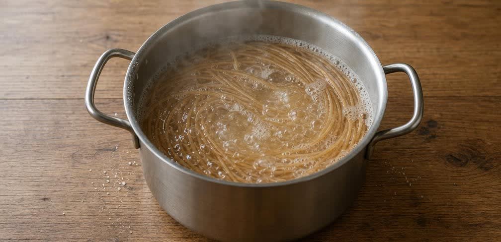 Vollkornnudeln mit reichhaltiger Linsen-Bolognese – Zubereitung Schritt für Schritt – Nudeln garen